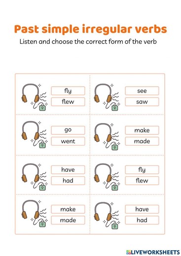 Past simple - regular verbs (listening) worksheet