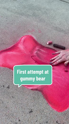 Scary Gummy Bear Drawing: First Attempt at Chalk Art