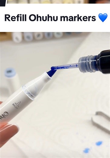 Refill my Ohuhu markers 💙 #alcoholmarkers #ohuhu #markers #artmaterials #coloringbook #unpacking #markerart #unbox