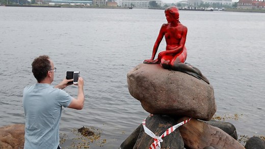 Vandals attack Little Mermaid statue in Copenhagen harbor