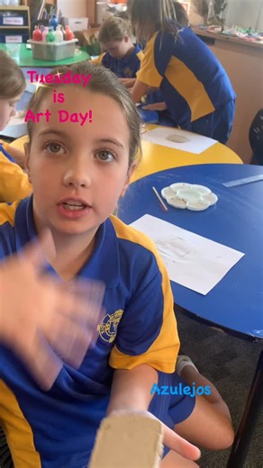 Creating our own ‘azulejos’ (Portuguese handmade ceramic tiles) 🇵🇹. #staclovelly #staclovelly25 #sydneycatholicschools | St Anthony's Catholic Primary School Clovelly