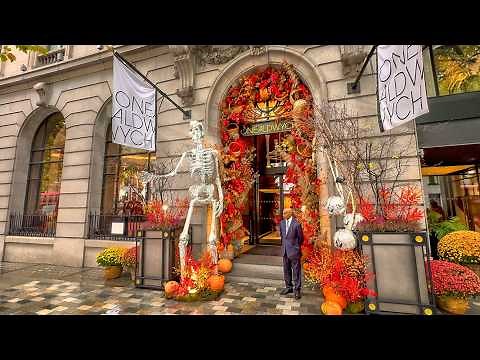 Rainy London Halloween Walk ☔️ Wet West End City Streets, Holborn to Mayfair 🎃 4K HDR