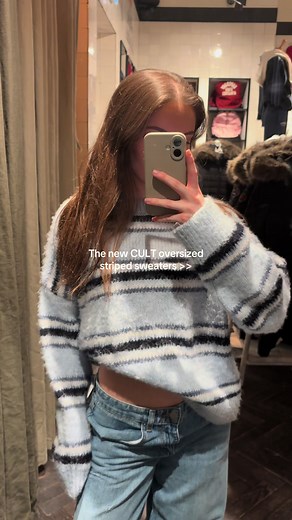 I NEED this sweater in every colour! Get yours now from @CULT by Superdry #cultbysuperdry #oversizedsweater #stripedsweater #oversized #tryonwithme