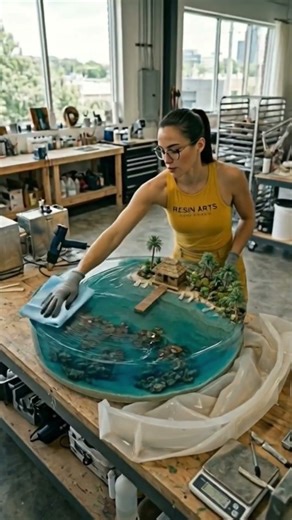 I Built a Tropical Ocean Coffee Table From Resin 🌊 Unreal Beach Diorama Inside