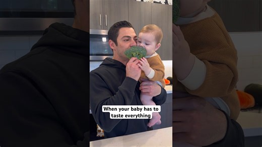 Curious baby eagerly taste-tests absolutely everything offered