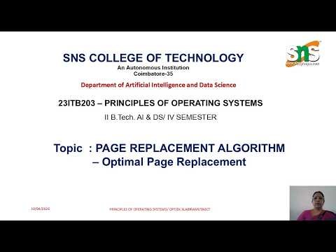 PAGE REPLACEMENT ALGORITHM- OPT| PRINCIPLES OF OPERATING SYSTEMS| SNS INSTITUTIONS