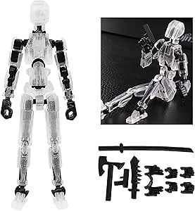 Titan 13 Action Figure, Assembly Completed Dummy 13 Action Figure Lucky 13 Action Figure 3D Printed Multi-Jointed Movable T13 Action Figure, Nova 13 Action Figure Toy, Transparent