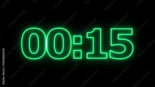 glowing neon 20 seconds timer countdown animation, countdown timer 5 seconds animation from 20s to 0s countdown 20 seconds countdown timer animation on transparent background