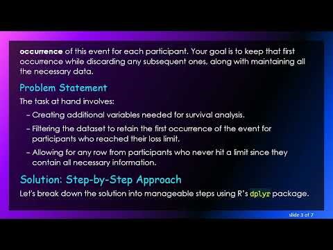 How to Extract Specific Rows from Long Format Data for Survival Analysis