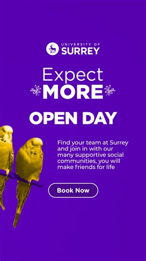 Discover Surrey at our 1 November Open Day. Talk to academics and experience our friendly student community. | University of Surrey | Facebook