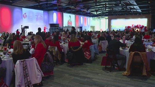 Hundreds of men and women dressed in red came together to support 'Go Red for Women' campaign