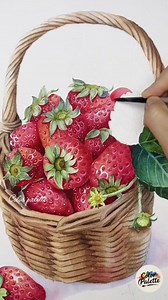 Strawberry in a basket 🧺 painting in Watercolor 🖌️ #WatercolorPainting #ArtInspiration #WatercolorArt #PaintingWithWatercolors #ArtisticExpression #CreativeProcess #WatercolorArtist #ArtCommunity #PaintingDaily #ArtLovers #fblifestyle | Color Palette