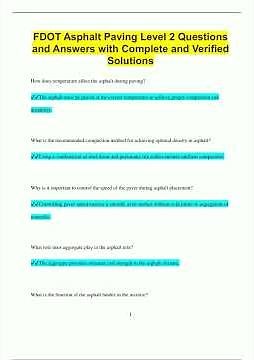 FDOT Asphalt Paving Level 2 Questions and Answers with Complete and Verified Solutions1535