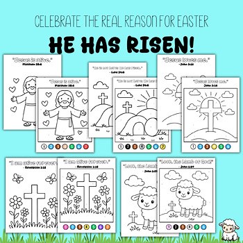 Christian Easter Coloring by Number Bible Pages & Coloring Pages He Has Risen