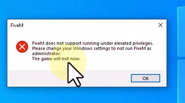 FiveM does not support running under elevated privileges - Error Solved
