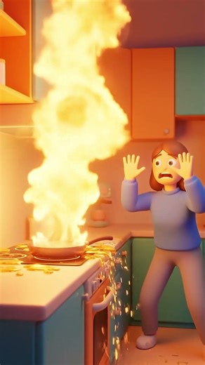 She THREW WATER on a small KITCHEN FIRE…