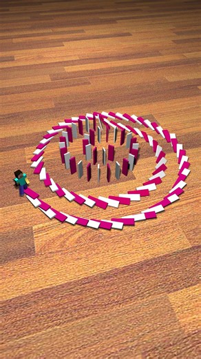 Domino Effect Pink VS White | Minecraft Steve #domino #dominoeffect