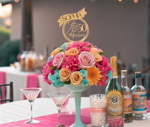 50th Birthday Decorations, Custom 50th Birthday Decorations, Fifty and Fabulous, Centerpiece, Birthday Party Decorations, Custom Birthday - Etsy