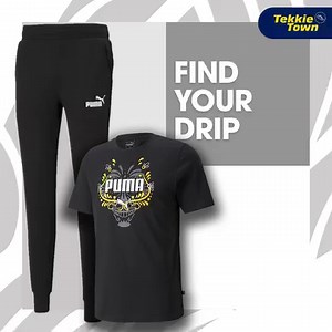 11K views · 1K reactions | #FindYOurDrip with our dope #Puma gear! Get your #OutfitInspo here! Active Tricot Pants - R699.95 Advanced Graphic Tee - R349.95 Ember TRL - R1299.95 Metal Cat Cap - R289.95 #TekkieTown | Tekkie Town | Facebook