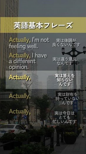 【英語基本フレーズ No.031】Actually, 主語・動詞. (実は、～なんです）