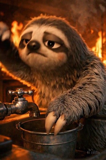 Slow Sloth in Burning House 🔥😂 | The Slowest Tap Turn Ever