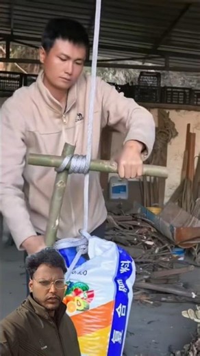 Chinese Home Hack: Lift Heavy Loads with Rope and Bamboo 😲