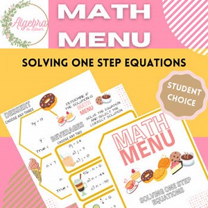 Math Menu Activity // Solving One Step Algebraic Equations