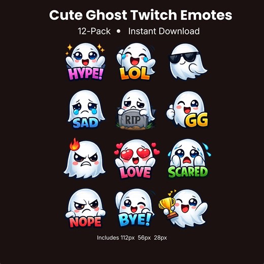 Ghost Twitch Emotes | Spooky Kawaii Emoji (PNG Digital Download - Etsy