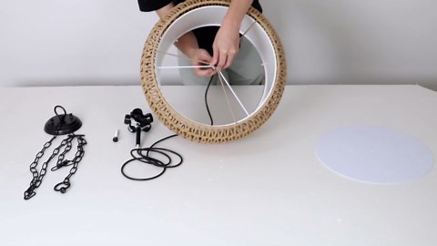 Rattan Farmhouse Chandelier Light Fixtures, 5-Lights Boho Large Pendant Light,Hand Woven Chandeliers for Dining Room with Fabric Shade,Rustic Chandeliers Hanging Light Fixtures for Kitchen Island