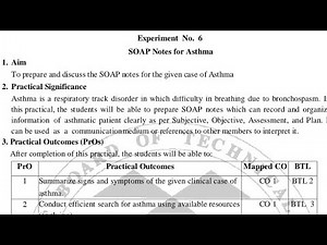 Pharmacotherapeutics Experiment No. 6 | SOAP note of Asthma | Bright Pharma