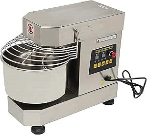 Commercial Food Mixer, 10.5Qt Capacity, 750W Dual Rotating Dough Kneading Machine with Food-grade Stainless Steel Bowl, Security Shield & Timer Included, Baking Equipment for Restaurant (Silver)