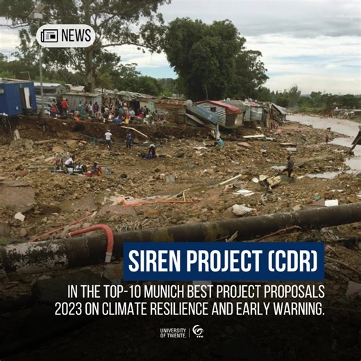 🚨 SIREN stands for Spatial data and local knowledge: Integrating large scale Remote sensing and local scale community-based approaches for a more effective flood Early warning systems and Networks 🏡 This project, developed by the Centre for Disaster Resilience of the ITC Faculty aims at enhancing and scaling up a community-based flood early warning system in Durban, South Africa by integrating remote sensing, near real-time modelling, climate scenarios and local co-produced knowledge aiming to