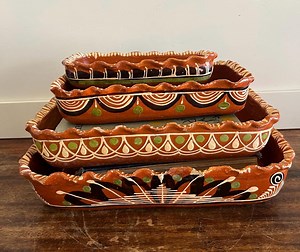 Vintage Mexican Redware Pottery Dish Set, Handmade in Mexico - Etsy