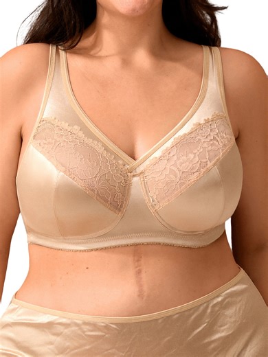 Sharicca Women's Plus Size Minimizer Bras Full Coverage Wireless Bra Unlined Lace Bralette