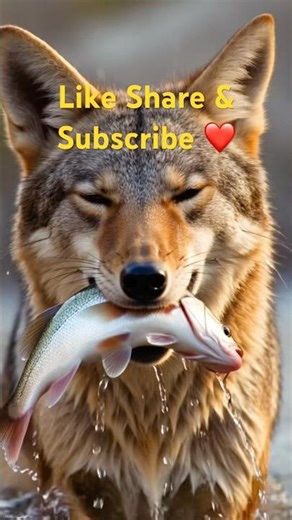 Coyote vs. Fish: The Ultimate River Hunt #shorts #animals #viral