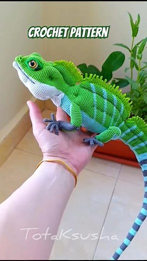 Crochet pattern absolutely realistic amigurumi reptile Chinese water dragon 🦎