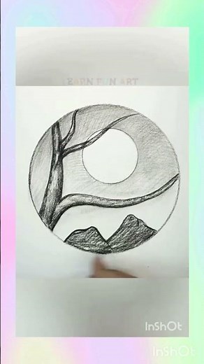 Easy Circle Drawing // Alone Cat On A Tree // Pencil Drawing In Circle"