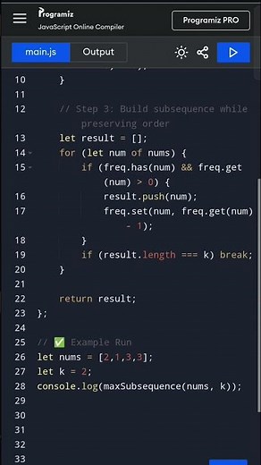 Maximum Subsequence Sum of Size K | JavaScript Solution | LeetCode Array Problem