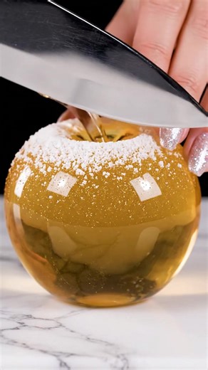 Satisfying Glass Golden Apple Cutting ASMR