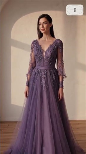 Tux-USA Elegant Purple Long Sleeve A-Line Dress for Mothers of the Bride