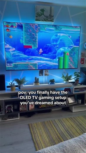 Ultimate Gaming Setup: OLED TV, Soundbar, Nintendo Switch, & Immersive Gaming Lights
