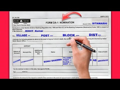 Indian Bank Nomination Form Fill Up | Indian Bank Nomination Form DA-1 | Indian Bank Nominee Form