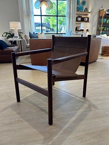 Danish Modern Leather Sling Chair: Scandinavian Walnut Accent Chair - Etsy