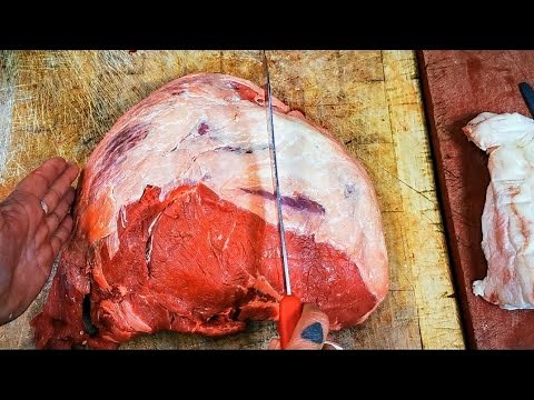 Topside of Beef. Preparing Beef for Roasting. Traditional English Butchery. Top round. Inside round