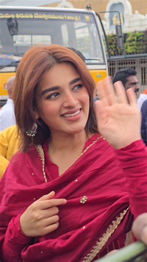 Nidhhi Agerwal in the spiritual energy of Lord Balaji during her temple visit to Tirumala today.