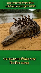78K views · 360 reactions | After the huge python swallowed its prey, the stomach was swollen like a sack. Her kids are playing on her back. #viralseen #rarevideo #foryou | Sudip Kumar Patra | Facebook