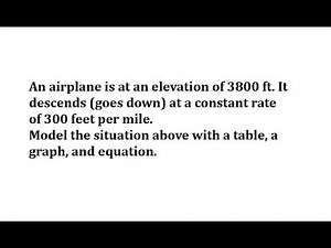 Model a Situation with a Table, Graph, and Equation: Linear (Plane Descends)