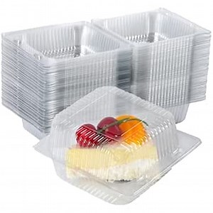 Hewnda 50 Pack 4 x 4 Inch Clamshell Takeout Tray,Clear Hinged Plastic Containers,Clamshell Food Containers, Burgers,Sandwich, Cookies Take-Out Container