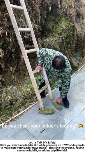 Ladder Safety Hack – Adding Anti‑Slip Shoes to Prevent Falls! ⚠️