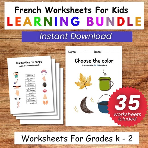 Printable French Worksheets for Kids | Learning Bundle | Preschool and Kindergarten | Digital Download - Etsy